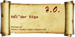 Héder Olga névjegykártya